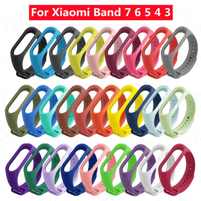 Dây Đeo Thay Thế Chất Liệu Silicon Màu Trơn Cho Xiaomi Mi Band 6 7 5 4 3