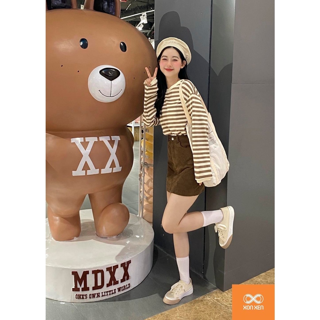 Áo thun tay dài nữ Áo thun kẻ ngang bo tay XONXEN SHOP Freesize mã 6050