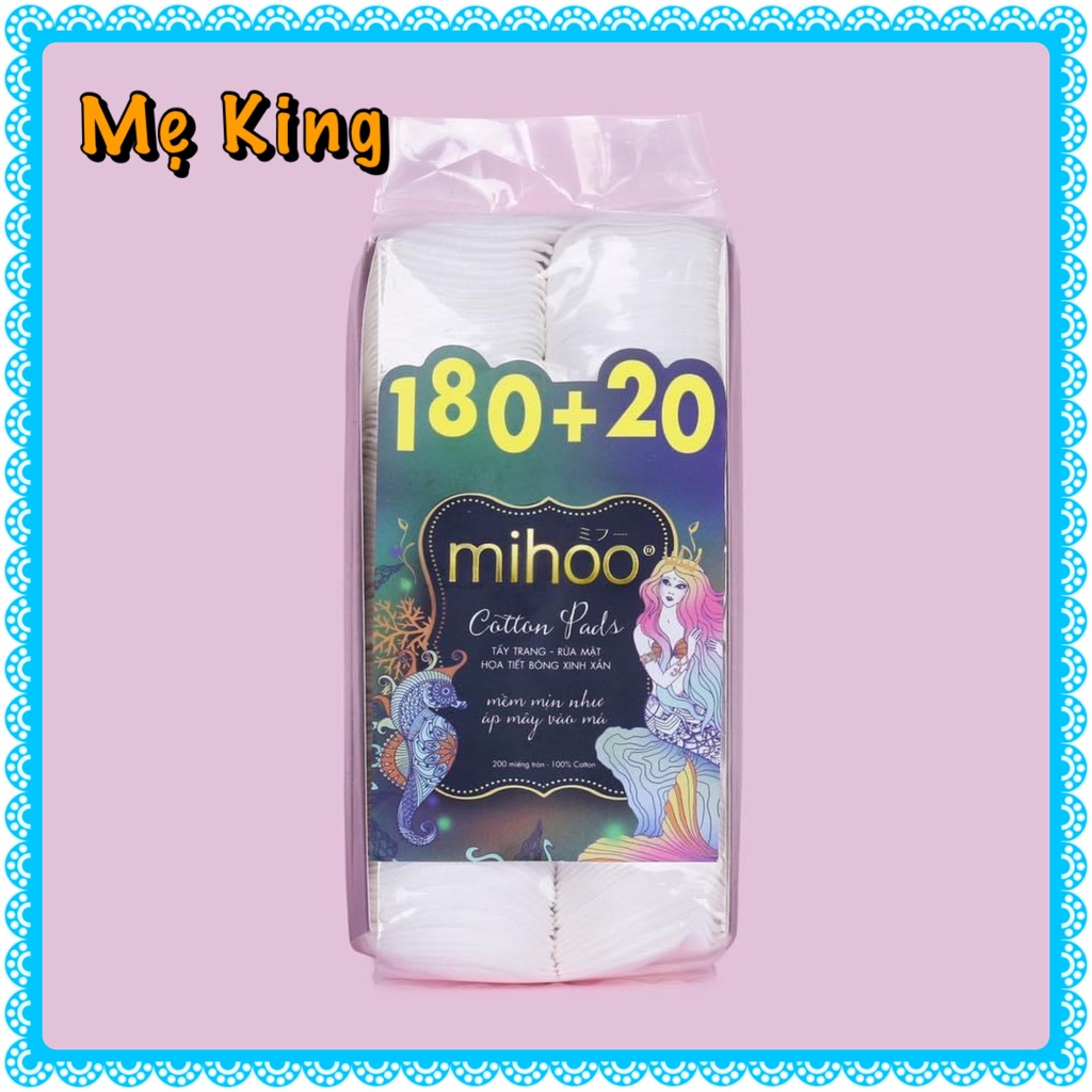 BÔNG TẨY TRANG MIHOO 200 MIẾNG VIỀN BÔNG ÉP CHẶT - BÔNG TẨY TRANG MIHOO 180 +20  COTTON PADS