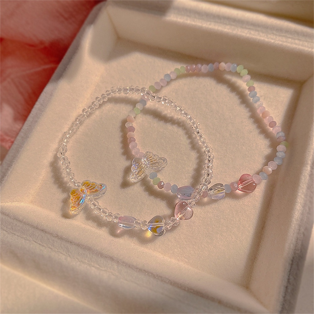 Vòng Tay Chuỗi Hạt Hình Bướm Nhiều Màu Sắc Chất Liệu Acrylic Co Giãn Thời Trang Cho