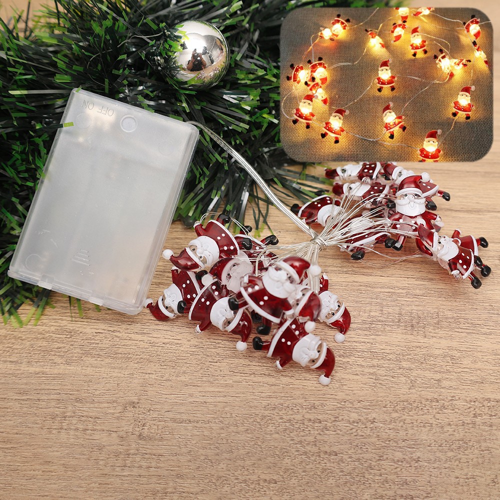 Dây đèn led 20 bóng hình ông già noel/người tuyết/cây thông trang trí giáng sinh
