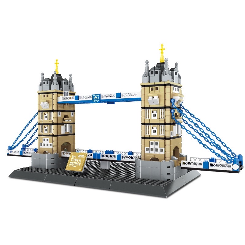 Lắp ráp mô hình cầu tháp - Wange 5215 Xếp Hình Kiến Trúc Cầu Tháp London Tower Bridge 969 Mảnh