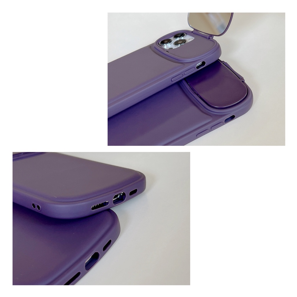 Bao Da Điện Thoại Nắp Lật Mặt Gương Tím Hoạt Hình Cho iPhone 14 / 13 / 12PRO MAX / 11 / 13PRO MAX