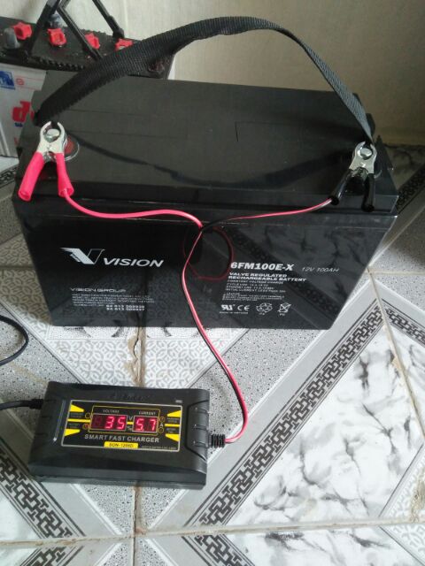 Bộ sạc bình ắc quy 12V 10—100Ah có báo dòng, báo áp, tự động thông minh