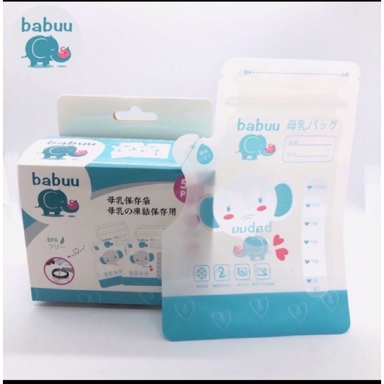 Hộp 50 túi trữ sữa babuu có vòi rót 250ml