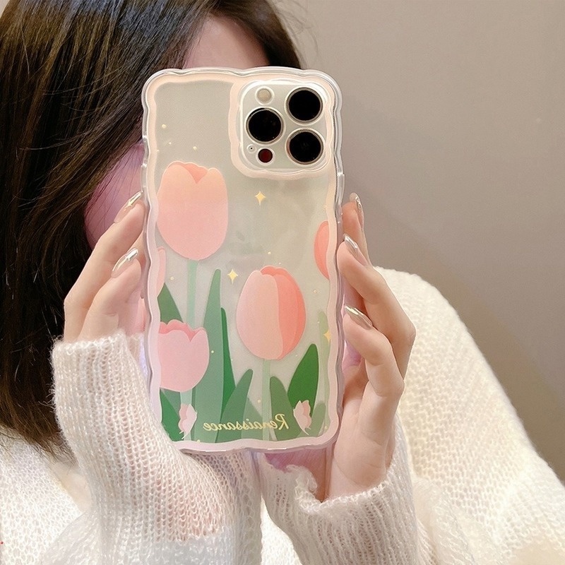 Ốp Điện Thoại TPU Mềm Trong Suốt In Hình Hoa Tulip Sang Trọng Cho IPhone 13 12 11 Pro Max Xr Xs Max X 7 8 Plus