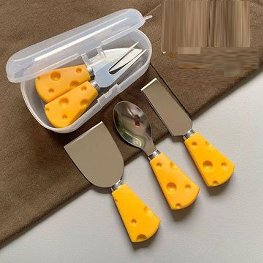 Bộ Muỗng Nĩa Ăn Hình Phô Mai Bằng Thép Không Gỉ Dễ Thương