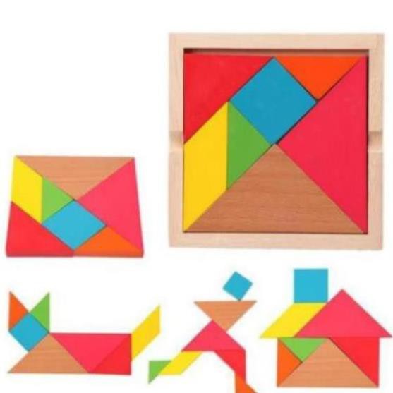 Đồ Chơi Tangram Xếp Hình Bằng Gỗ Mô Phỏng Giúp Bé Tư Duy Sáng Tạo