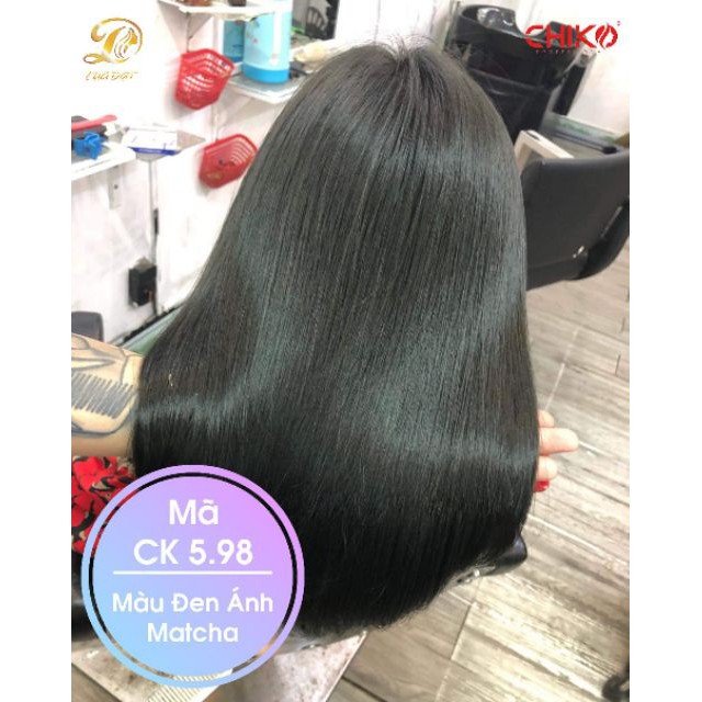 Thuốc nhuộm tóc Chiko màu đen ánh matcha (CK 5.98) KHÔNG TẨY + TẶNG kèm trợ nhuộm 100ML