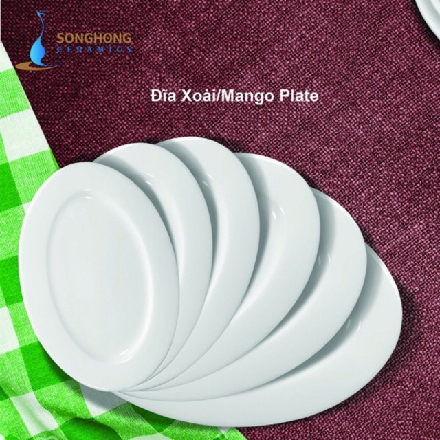 Set 5 Đĩa Xoài Sứ Trắng Cao Cấp Đủ Size