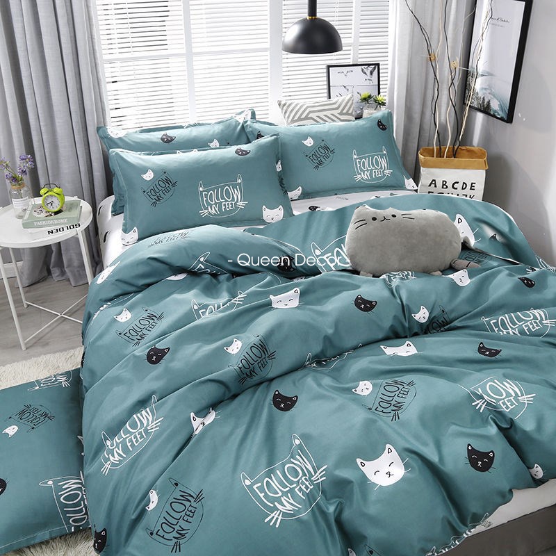 Bộ Chăn Ga Gối, Ga Giường Cotton Poly Set 5 Món Cute M2, M6, M8, 2M2, Miễn Phí Bo Chun Drap Giường - Queen Decor | BigBuy360 - bigbuy360.vn