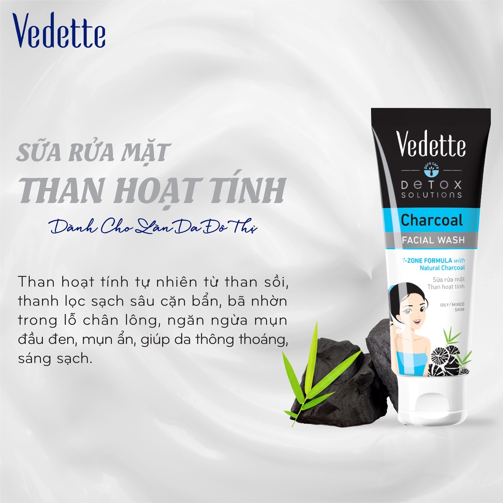 Sữa rửa mặt Vedette Than Hoạt Tính 100ml