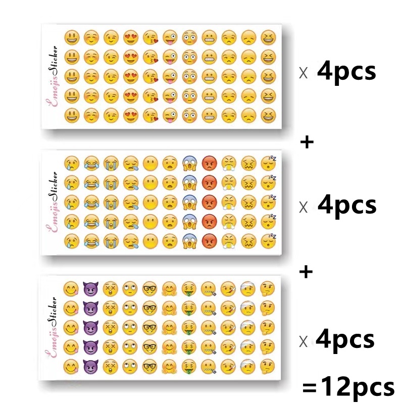 12 Tờ 660 Miếng Dán Hình Biểu Tượng Cảm Xúc Sáng Tạo