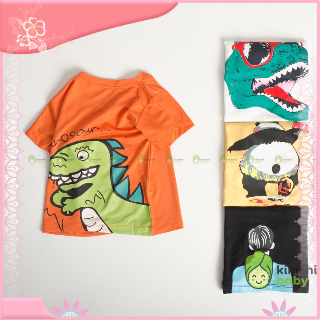 Áo Thun Bé Trai, Bé Gái 100% Cotton In Lưng Hoạ Tiết Động Vật, Áo Thun Trẻ Em Cộc Tay Mặc Hè Minky M