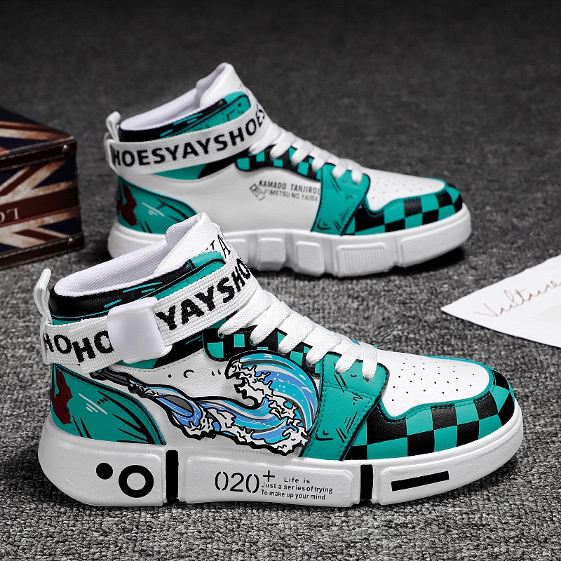 Giày thể thao nam in họa tiết hoạt hình Demon Slayer Tanjirou Kimetsu no Yaiba size 31~44