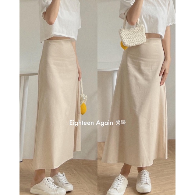 Chân váy linen suông dài hai lớp - Eighteen Again