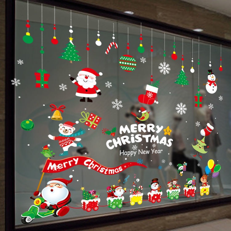 Miếng dán trang trí cửa kính họa tiết ông già Noel dễ thương | BigBuy360 - bigbuy360.vn