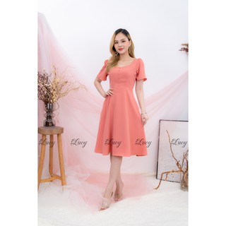 Đầm nữ dáng xoè Váy Lucy lụa cổ cách điệu Simina 3103