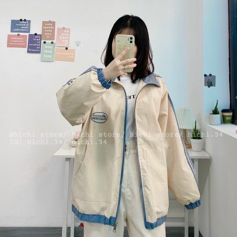 Áo Khoác Dù Nữ Hai Lớp Chất Mero, Cổ Sơ Mi Phối 3 Sọc Tay Form Rộng Mặc Chống Nắng, Chắn Gió 4 Mùa Siêu Hot [NEW UNISEX]