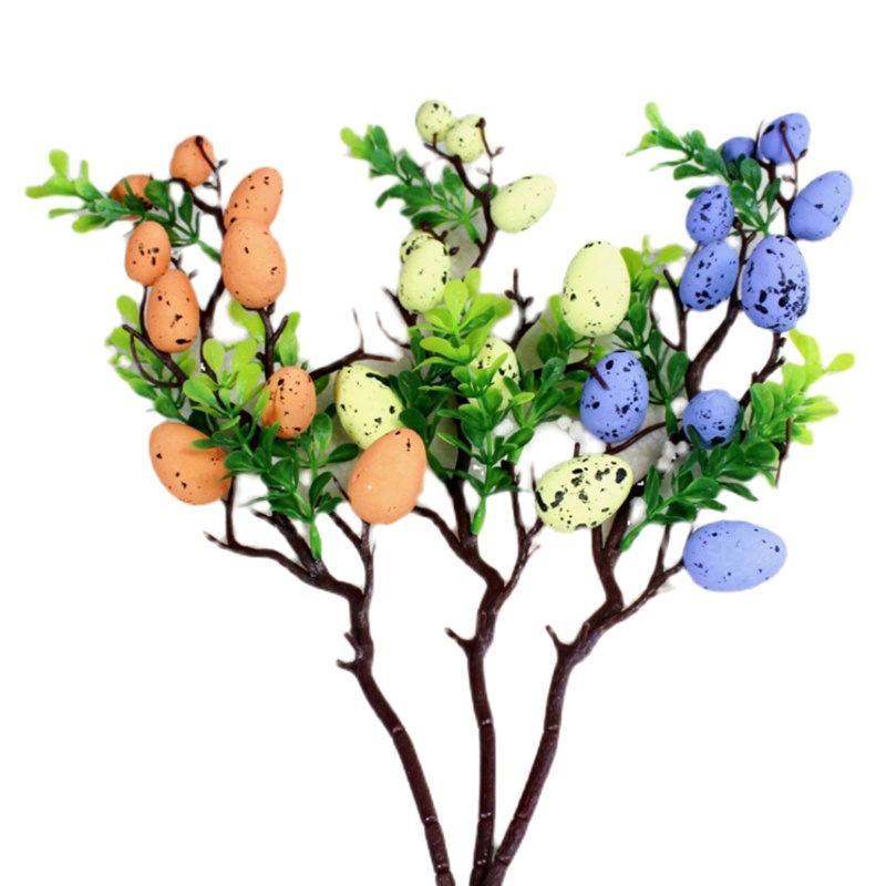 Cành Lá Cây Giả Hình Trứng Chim Trang Trí Lễ Phục Sinh