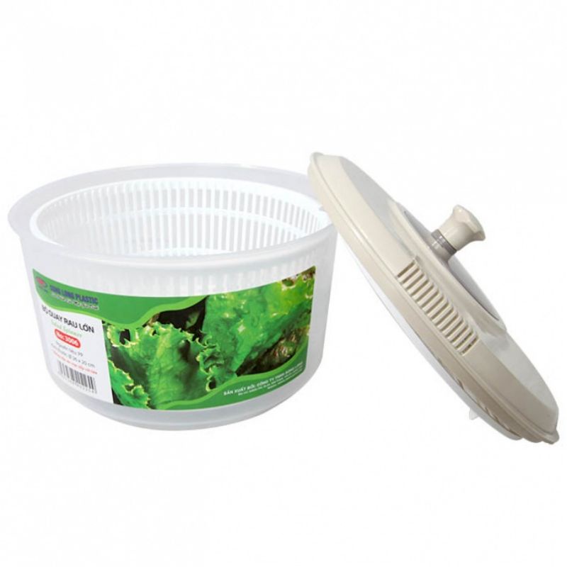 rổ quay rau sống size 26cm, rổ nhựa vắt rau kèm nắp đậy SONG LONG kho sỉ mb