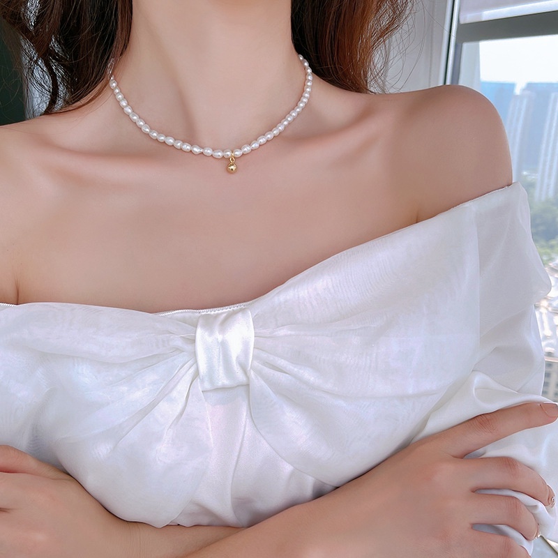 Vòng Cổ Chuỗi Hạt Ngọc Trai Nhân Tạo Màu Vàng Thời Trang Cho Nữ