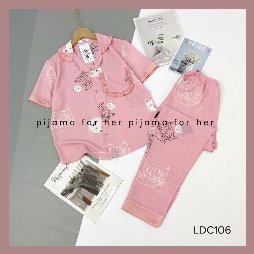 Bộ Mặc Nhà Pizama Chất Lụa Mango Pijama Mặc Đôi Cộc Tay Siêu Mềm Mịn