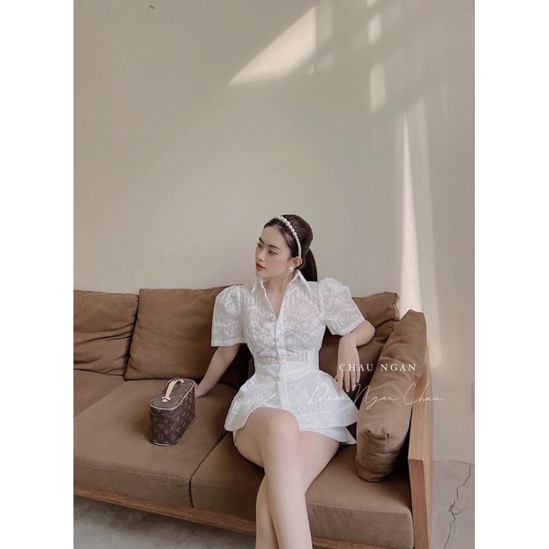 SET SOMI REN NÚT NGỌC KÈM QUẦN SHORTS TRẮNG