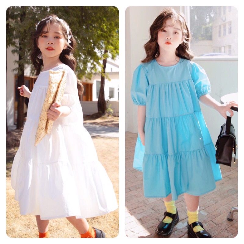 Đầm váy maxi đi biển,đi du lịch của bé gái❤️Đầm thô lụa dáng dài babydoll dễ mặc❤️Size 1-10Y(10-45 ký)