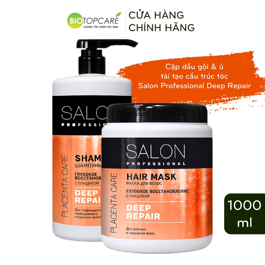 [Mã FMCGMALL giảm 8% đơn từ 250K] Cặp Dầu Gội Ủ Tái Tạo Cấu Trúc Tóc Salon Professional Deep Repair 1000ml - TN111