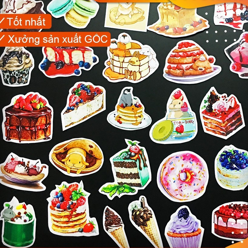 [SET MIX CHỦ ĐỀ FOODIE] 300  sticker mix chủ đề đồ ăn, đồ uống, tráng miệng, snack...