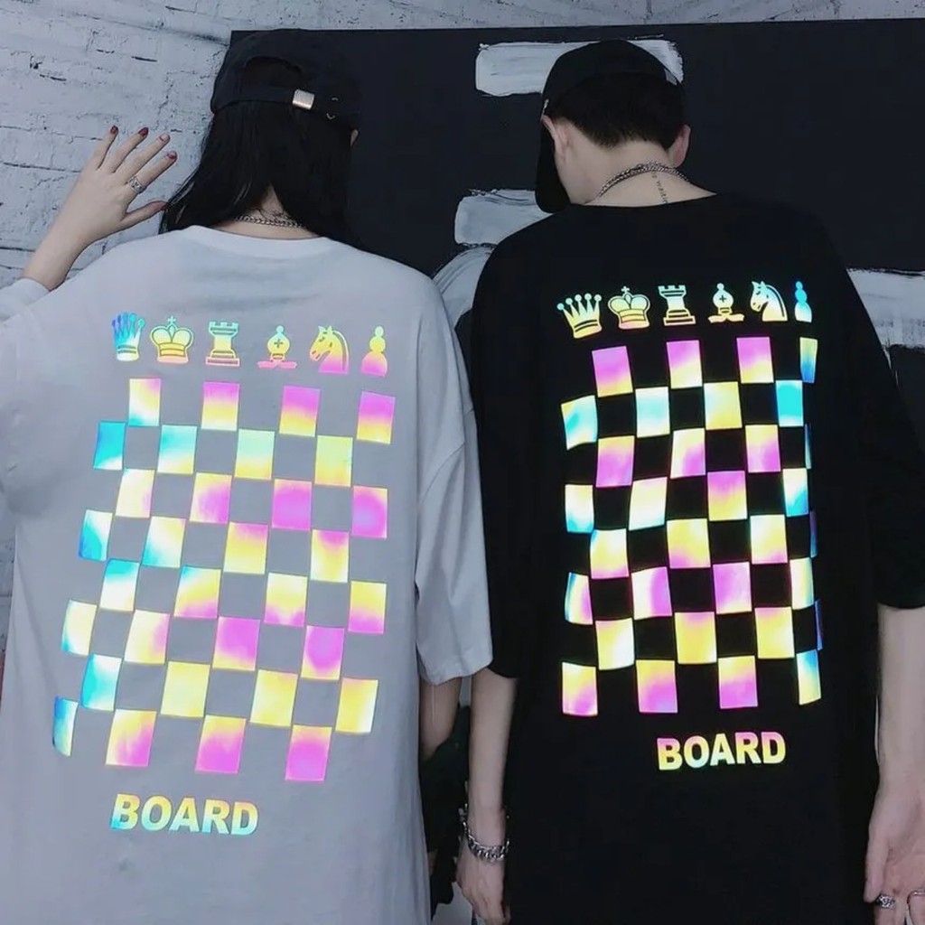 Áo thun unisex form rộng tay lửng nam nữ hàn quốc in Dạ Quang Cờ Vua CHess 7 màu | BigBuy360 - bigbuy360.vn