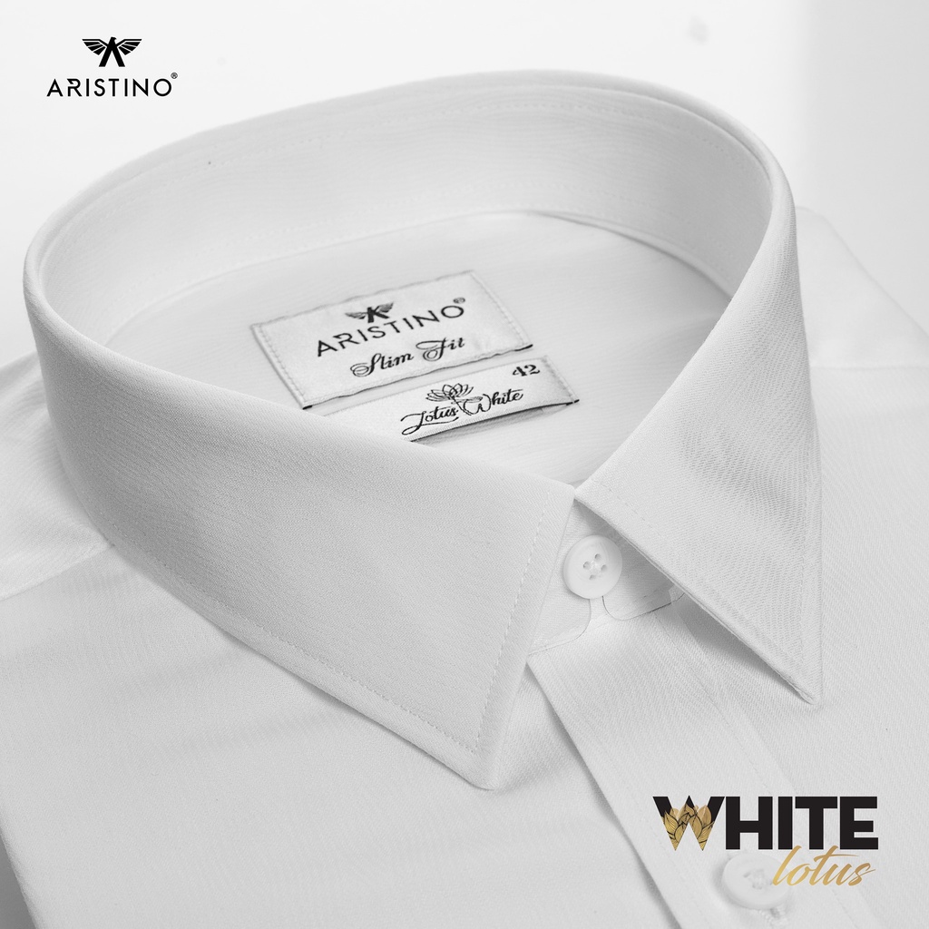 Áo sơ mi nam dài tay màu trắng vân sen WHITE LOTUS ARISTINO chất liệu cao cấp