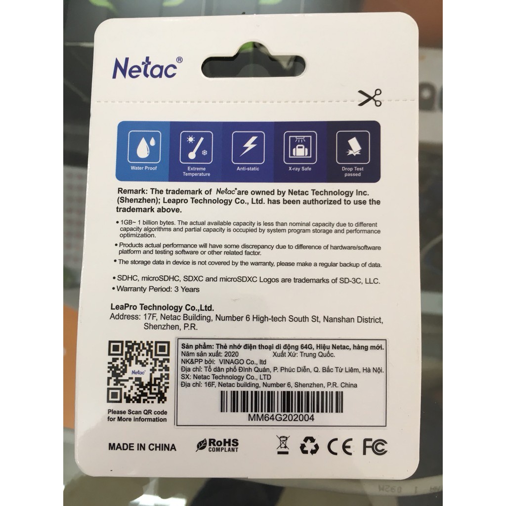 Thẻ Nhớ 64gb Netec Chính Hãng, Tốc Độ Cao, Bảo Hành 12 Tháng - Home.mall