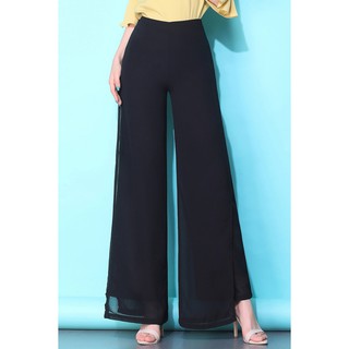 quần chiffon ống rộng xẻ tà