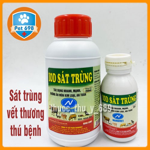 IOD SÁT TRÙNG 250ml NANOVET vệ sinh vết thương chó, mèo PET-698