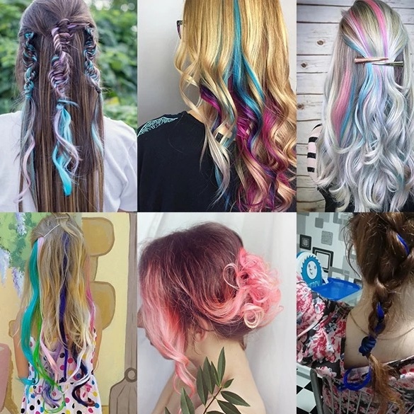 Tóc giả MISS FANCY thẳng màu gradient ấn tượng 50cm cho nữ