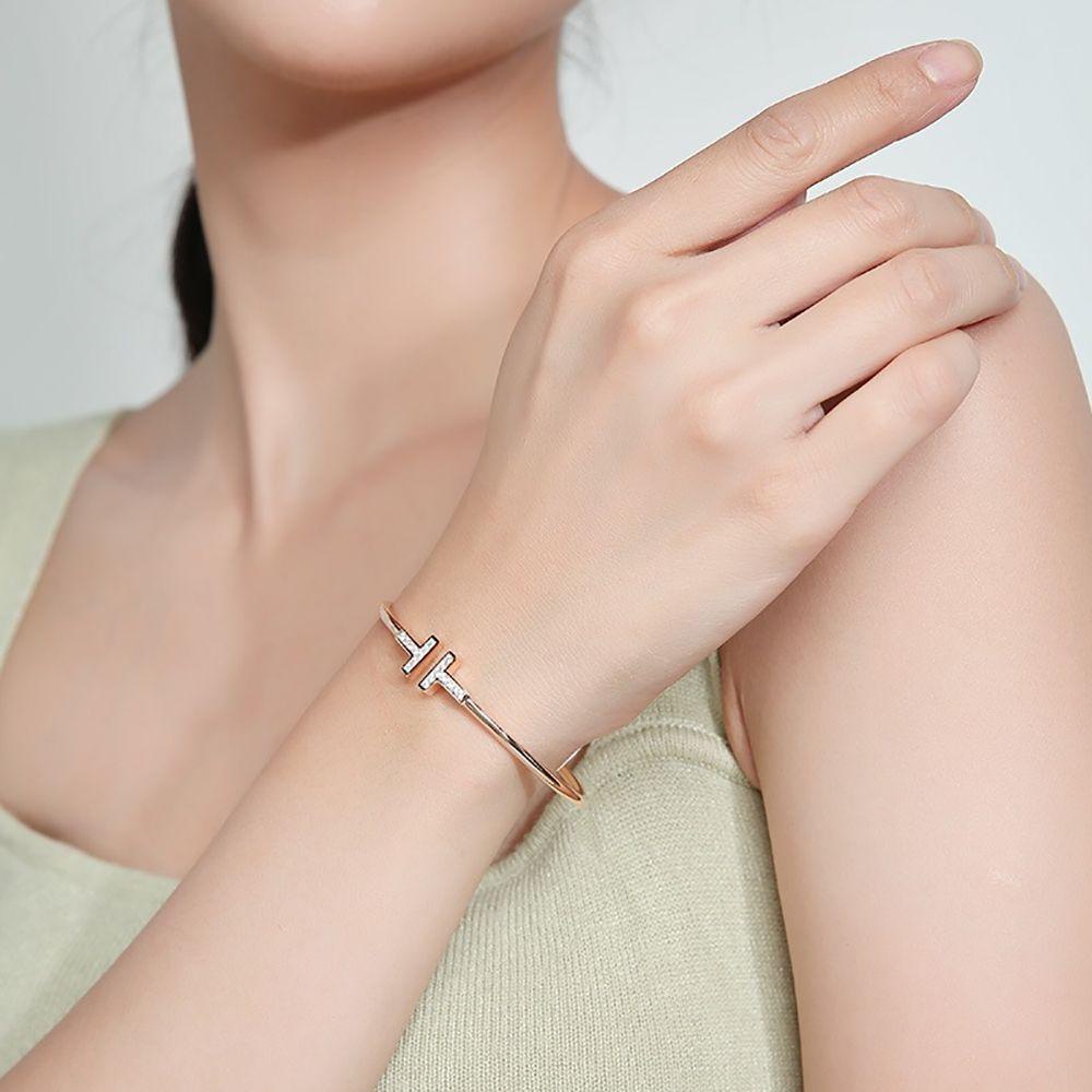 EXPEN Vòng Đeo Tay Hình Chữ T Bằng Hợp Kim Có Thể Điều Chỉnh Kích Thước Thời Trang