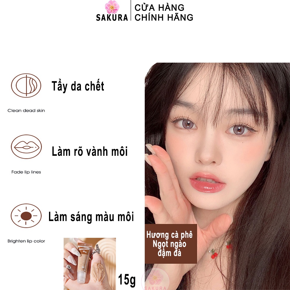 Tẩy da chết môi HEYXI tẩy tế bào chết môi cà phê dưỡng ẩm chăm sóc dưỡng ẩm chăm sóc môi Sakura H1