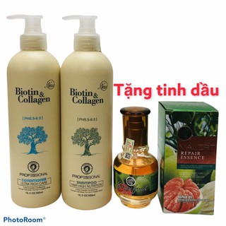 [BIOTIN] Cặp Dầu Gội Dầu xả chống rụng tóc và kích thích mọc tóc Biotin & Collagen 500ml