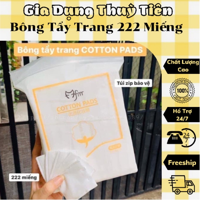 Bông tẩy trang 222 miếng dày 2 lớp sợi bông tiệt trùng