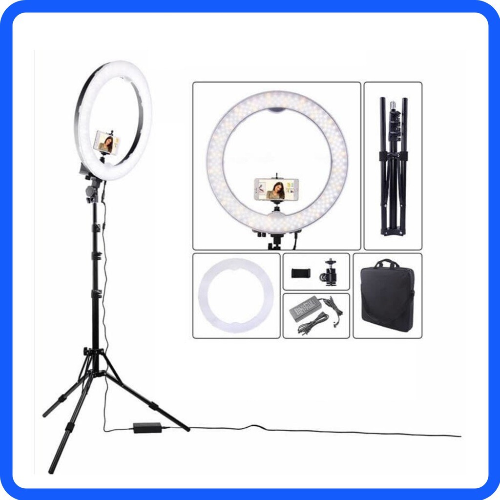 Bộ Đèn Led Livestream Cao Cấp Size Đại 45cm Kèm Chân Đỡ Kẹp Điện Thoại - Cây Đèn Livestream Make Up Chụp Ảnh