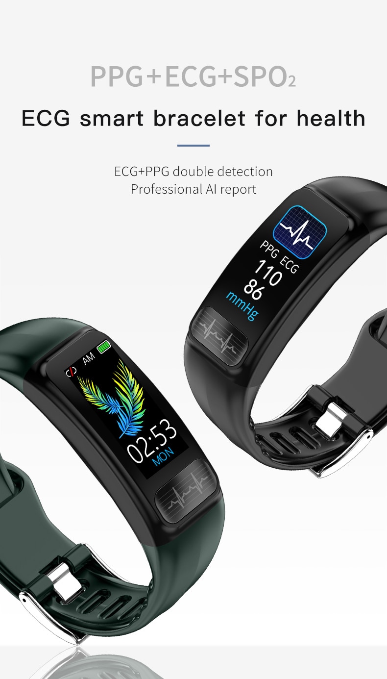 P12 ECG PPG Vòng đeo tay thông minh Máy đo nhịp tim Máy đo nhịp tim Smartband Thể thao IP67 Vòng đeo tay thể dục chống nước