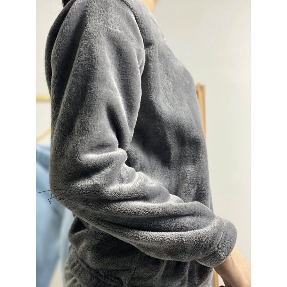 Bộ nỉ lông thêu chữ dstudio siêu đáng yêu, bộ ngủ nữ mặc ở nhà lót lông siêu ấm (ảnh shop tự chụp)