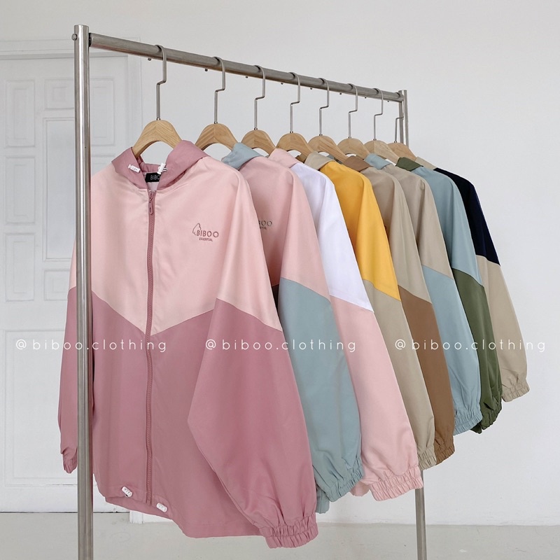 BIBOO - Áo khoác dù 2-COLOR DAILY JACKET phối 2 màu form rộng xinh xắn