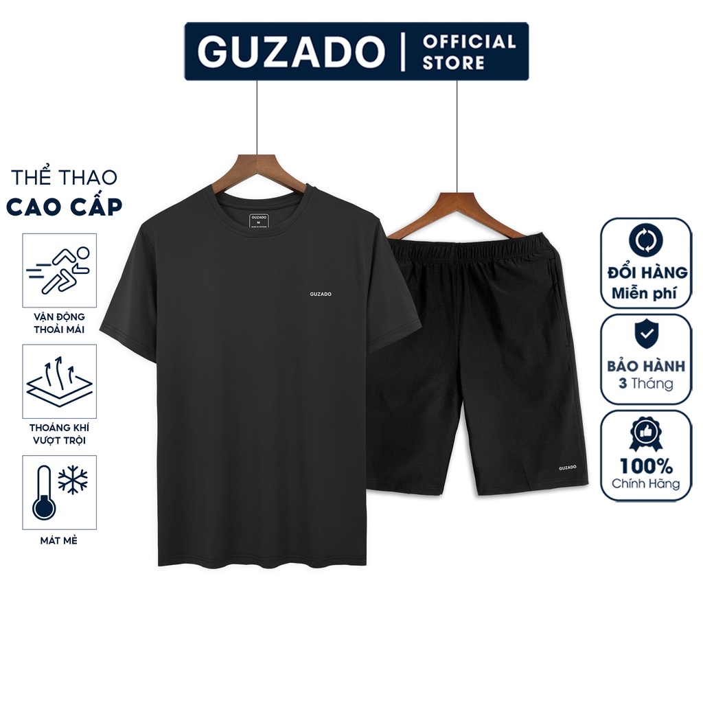 Bộ quần áo nam thể thao Guzado Chất Coolmax Thể Thao Siêu Mát,Co Giãn Vận Động Thoải Mái BCTTT2202