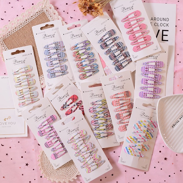 Set kẹp tóc kẻ sọc dễ thương kẻ sọc cute - Maben