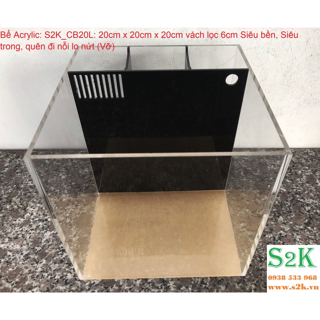 Bể acrylic Lọc Vách CB20, hồ mika siêu trong, siêu nhẹ cho nuôi cá, cây thủy sinh... có thể dùng kèm theo đèn, bơm, lọc