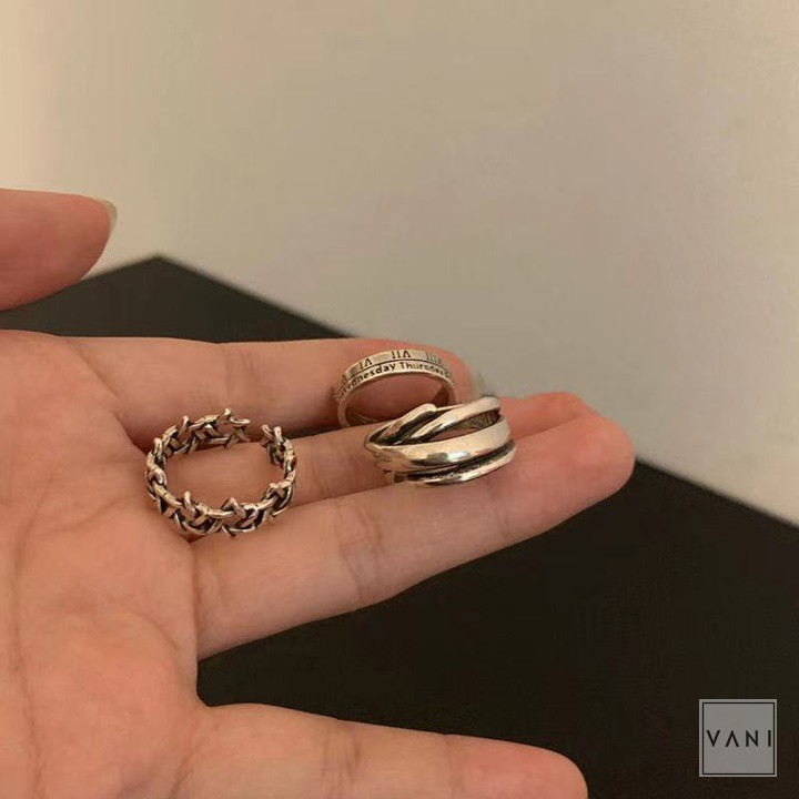 Set 3 Nhẫn Kiểu Vòng Sao, Mặt Số La Mã - Vani Store - TS000536