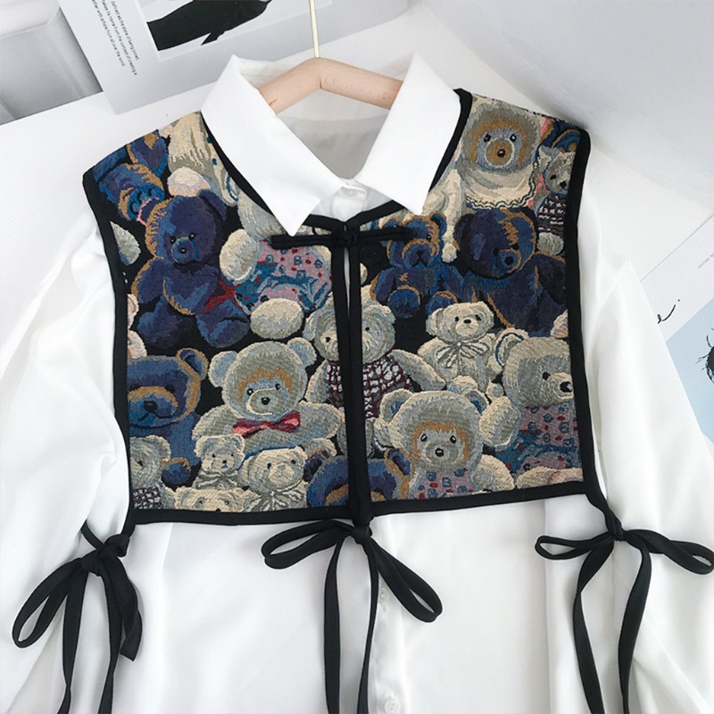 Nửa áo trên cổ giả sườn xám cape khăn choàng thêu hoa vintage